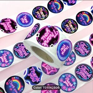 Neon Thank You Sticker Roll- 500 Stickers
